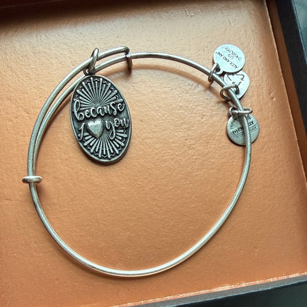 Alex and Ani Silver Because I Love You Charm Bangle Bracelet